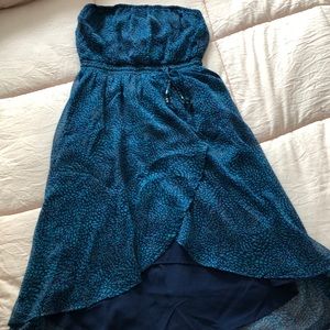 Strapless casual dress blue